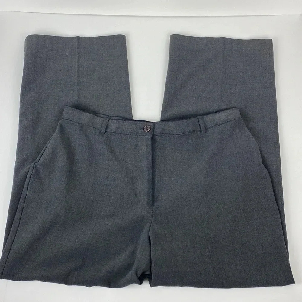 Office formal gray mid rise straight leg careerwear work wear trouser pants 10p
